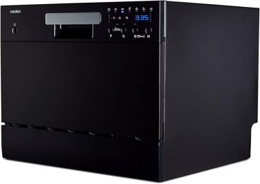 MEDION Посудомийна машина DWT60 (6 комплектів, 7 програм, ECO, AquaStop, LED дисплей, захист від дітей), чорна