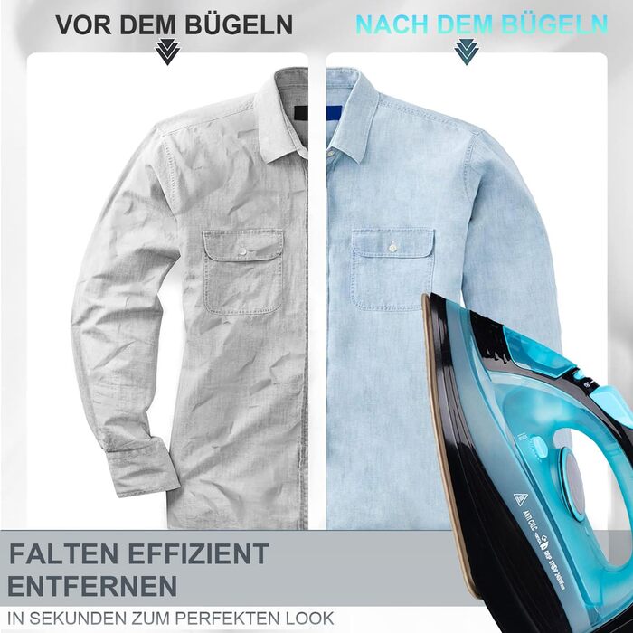 Парове прасування без дротів 2400 Вт: бездрове прасування з керамічною підошвою, вертикальне прасування, захист від накипу, самоочищення та резервуаром для води. Колір: блакитний