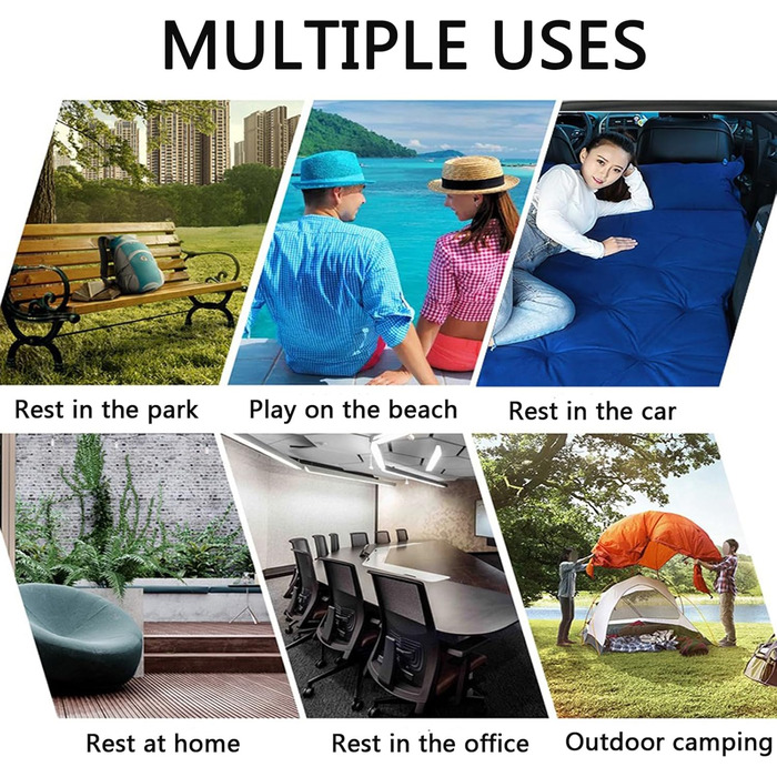 Надувне ліжко Icelus Doppel 204x153x23 см з насосом. Матрац для кемпінгу, подорожей та дому. Сірий колір