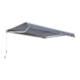 Тент Outsunny з ручним рукояткою, L395 × W300 см, регульований, для настінного монтажу, шарнірно-зчленований тент, тент, захист від сонця, алюміній, сірий | Аосом