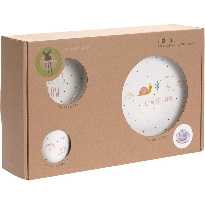 Набір дитячого посуду LÄSSIG Garden Explorer: тарілка, миска, чашка з силіконовим кільцем (червоний)