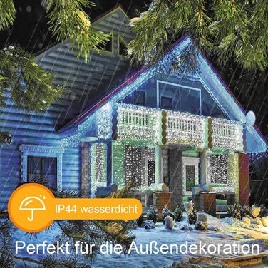 Ланцюг світла крижаного дощу Zichaojia, світлодіодна світлова завіса, водонепроникна IP44, 8 режимів, внутрішній/зовнішній, спальня, весілля, Різдво, вечірка (400 світлодіодів 10м)
