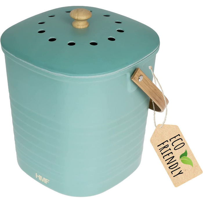 Кухонне відро для екологічно чистих органічних відходів HMF, герметичне по запаху відро для компосту з кришкою / літр /(зелений, 6 л)