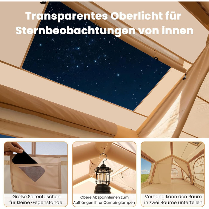 Надувний намет для кемпінгу Oxford 10 осіб - Водонепроникний, Air Glamping намет для відпочинку на природі