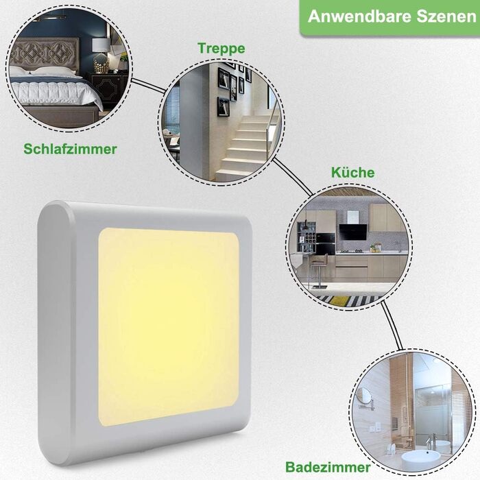Нічник у розетку з датчиком сутінків, 【2 шт】 Регульована яскравість для дитячої кімнати, спальні, кухні, коридору, сходи, гаража, 2700K тепле біле світло