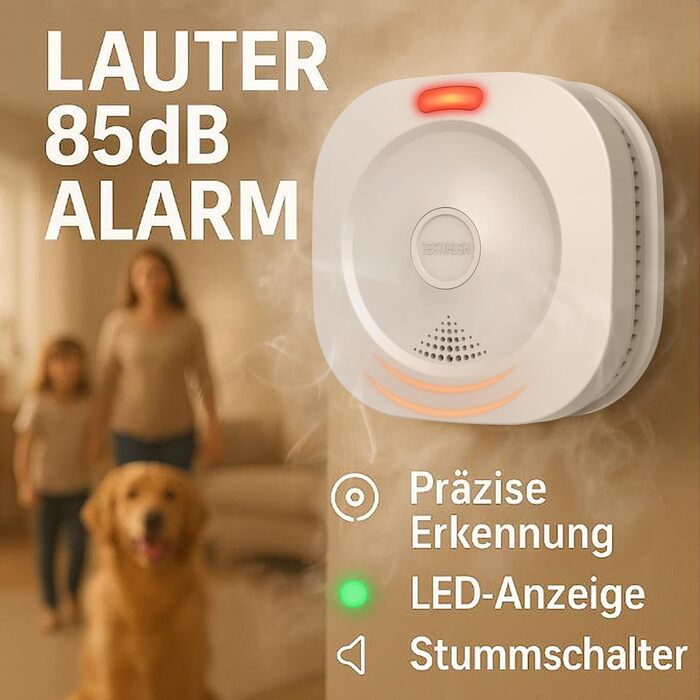 Пожежні сповіщувачі для дому та офісу з фотоелектричним датчиком на 10 років, оптичний димовий сповіщувач, 5 років, працює від батарейки, 2 шт.