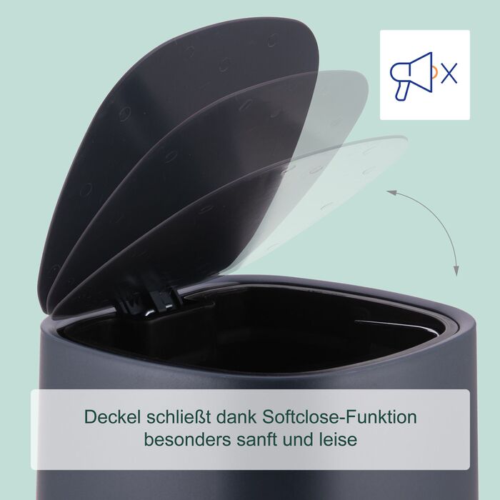 Відро для сміття Relaxdays, 5 л, з м'яким закриттям