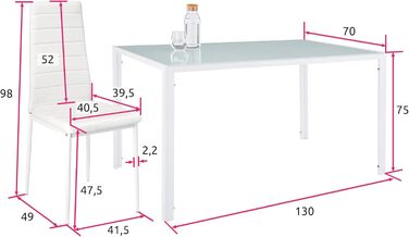 Група їдальні TECTAKE 800551 обідній стіл & 6 стільців, штучна шкіра, захисне скло (біло-біле No 404382)