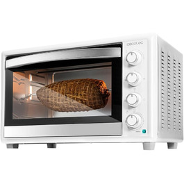 Конвекційна піч Cecotec 46L Bake&Toast 4600 White Gyro: 2000 Вт, 12 функцій, внутрішнє освітлення, регулювання температури до 230°C, подвійне скло, з поворотним шампуром