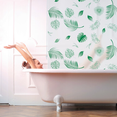 Рулонні штори для душу Relaxdays зелені листя
