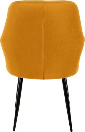 ECD Germany Комплект обідніх крісел (6 шт) з підлокітниками та спинкою, м'яке оксамитове покриття, металеві ніжки, ергономічні крісла для їдальні та вітальні, колір охра