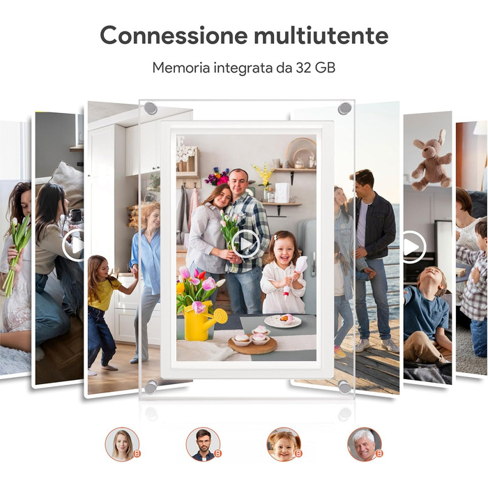 Цифрова фоторамка 15.6 дюймів з Wi-Fi, HD IPS сенсорний екран 1920x1080, 32ГБ пам'яті, підтримка Frameo App, автоматичний поворот зображення