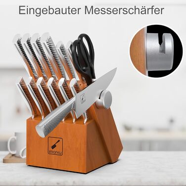 Набір кухонних ножів Imarku 14-ти частинний з бруском для заточування, японський кухонний набір преміум-якості, ідеальний подарунок