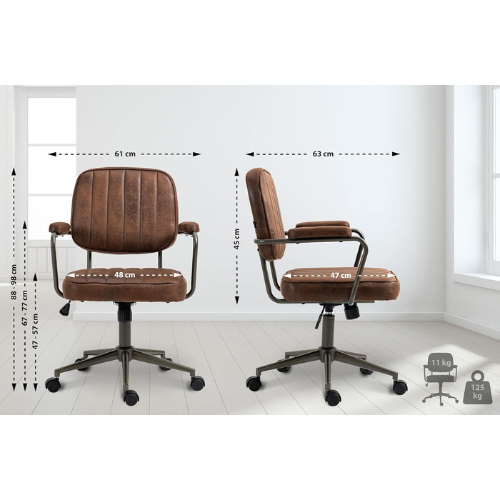 Ергономічне крісло для офісу CLP Natrona I - регульована висота, поворот на 360°, функція гойдання, м'яке сидіння, легкопрохідні ролики, колір: коньяк