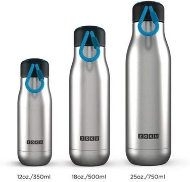 Пляшка для води Zoku 350 мл, нержавіюча сталь, 6,7 x 6,7 x 21 см (біла)
