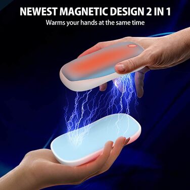 Електричний грієчка для рук 5000mAh, 2 шт. - багаторазовий кишеньковий грієчка для активного відпочинку, зимовий подарунок для дітей, жінок та чоловіків (блакитний)