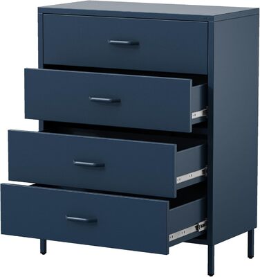 Металева комода Jan Nowak з шухлядами Carla | Комод-шафа для спальні, вітальні, дитячої кімнати | Стиль лофт | Комод з шухлядами, темно-синій | 80 x 101,5 x 40 см