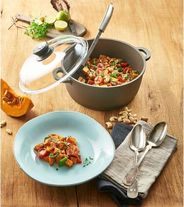 Каструля Berndes BONANZA з кришкою з термостійкого скла, силіконовими ручками, антипригарним покриттям, 2.3 л, чорна (16 см, для індукційних плит)