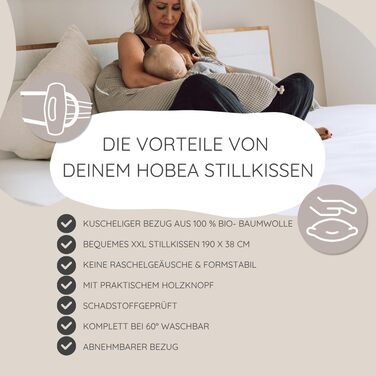 Підкова HOBEA-Germany XXL для вагітних, з підголівником, 190x76 см, з бавовни, для сну на боці, з чохлом (Jaguarflecken, подушка для годування)