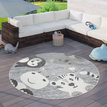 Домашній дитячий килим, круглий ігровий килимок сучасний 3D ефект, розмір колір (діаметр 120 см круглий, сірий 3)