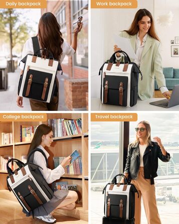 Рюкзак LOVEVOOK для дівчат, жінок, підлітків: шкільний, для ноутбука (17 дюймів), водонепроникний, універсальний (університет, бізнес, подорожі), чорний+бежевий+коричневий