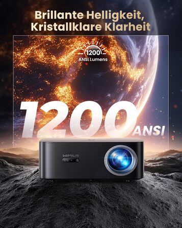 Beamer 4K для дому з Google TV, 1200 ANSI, Netflix, FHD 1080p, автофокус, корекція трапеції, 20W, WiFi6, Bluetooth, для вулиці, чорний