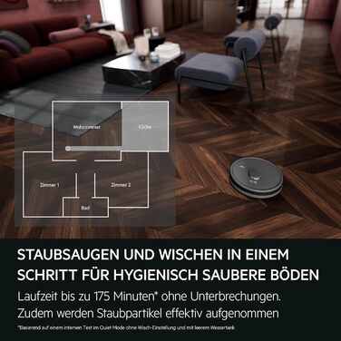 Робот-пилосос AEG AR71HW1DG з функцією миття, WiFi, LiDAR, 4000 Па, 14,4 В, 175 хв, 140 м², 0,28 л, сірий