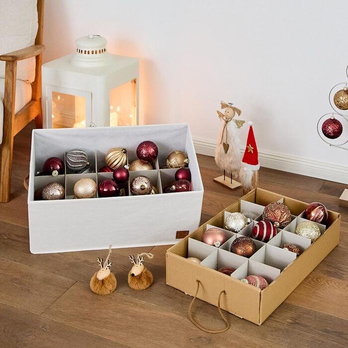 Преміум коробка для зберігання новорічних прикрас LOVE IT STORE IT - 30 відділень, 58x36x25 см, бежева