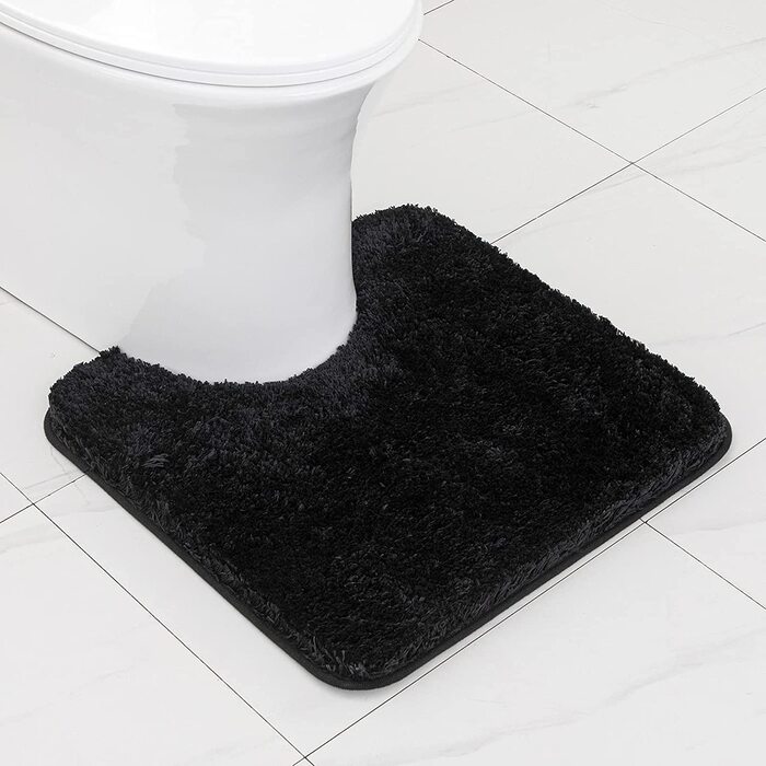 Килимок для ванної MIULEE м'який нековзний килимок для ванної килимок килимок для ванної килимок для ліжка пухнастий килим килимок для ванної килимок для душа килимок для ванної та вітальні Спальня 50x80 см (50x50 см з вирізом для унітазу, чорний)