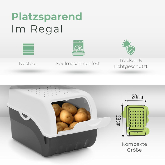 Контейнер для зберігання картоплі Novaliv | 2 шт. по 3,5 л | Білий | Короб для цибулі | Організатор для овочів та фруктів | Складається | Контейнер для зберігання картоплі, цибулі та моркви