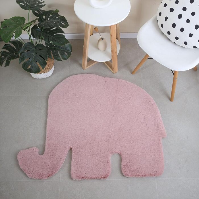 Дитячий килим Elephant Design Маленький килимок зі штучного хутра - Волохатий пухнастий килимок для дівчинки та хлопчика в дитячому садку Екстра м'який килимок, який можна прати - Килимок для дитячої кімнати (80x100 см, рожевий)