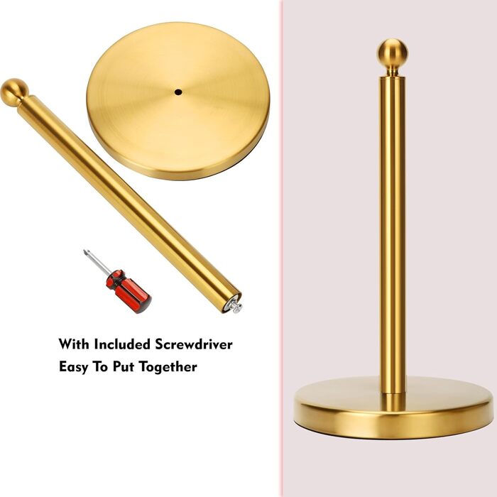 Тримач для паперових рушників на стільницю з обважченою основою, нержавіюча сталь, золото