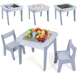 Дитячий стіл і стільці Clevich - комплект для дитячої кімнати (2 стільці, мальовальна дошка, органайзер), блакитний