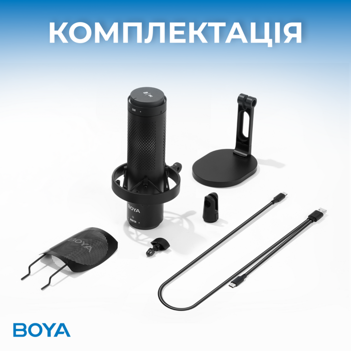 Мікрофон конденсаторний зі зміною діаграми спрямованості BOYA K9 RGB Black