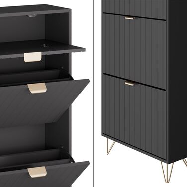 Шафа для взуття Vicco Helge, чорна, 60 x 145 см, 3 відділення