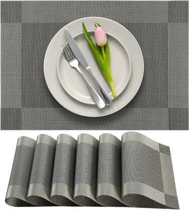 Набори серветок на стіл More Décor, 4 шт., сірий сріблястий колір, PVC-вініл, миючі, термостійкі, для кухні та їдальні
