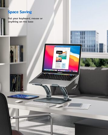 Підставка для ноутбука NULAXY, регульована висота, з вентиляцією, для MacBook, Dell, Samsung, Acer, Huawei - чорна (B-Gray)