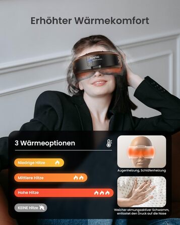 Масажер для очей RENPHO Eyeris 1 з підігрівом, вібрацією та Bluetooth, акумуляторний, для сухих очей, чорний