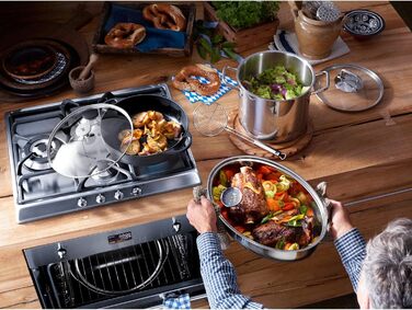 Братер WMF з кришкою, 8,5л, для індукції, Cromargan нержавіюча сталь, з термометром, 41x28,5x18см