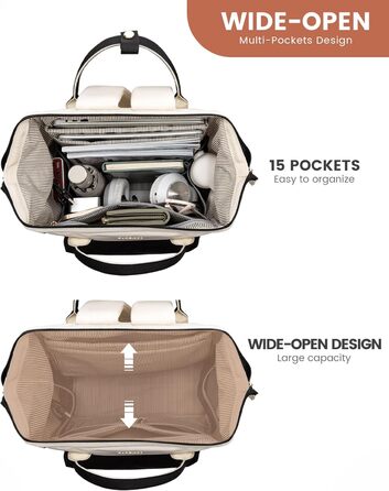 Сумка-рюкзак LOVEVOOK для жінок, для ноутбука, подорожей, роботи, школи, університету. Містка, водонепроникна, елегантна, бежева (15,6 дюймів)