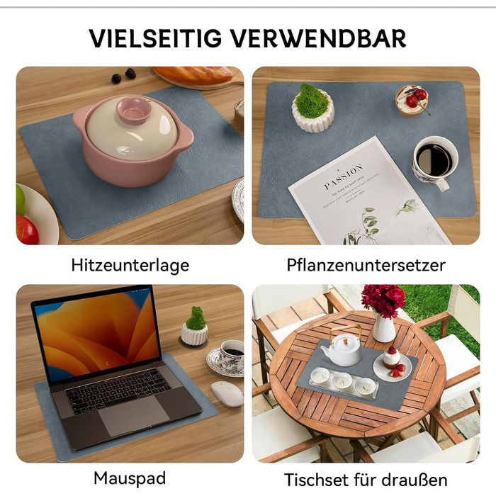 Набори підставки під гаряче та серветки для столу, миючі, з термостійкого матеріалу, імітація шкіри, двосторонні, для обіднього столу, декор, для вулиці, 43x30 см, світло-зелений+бежевий (набір 4 шт.)