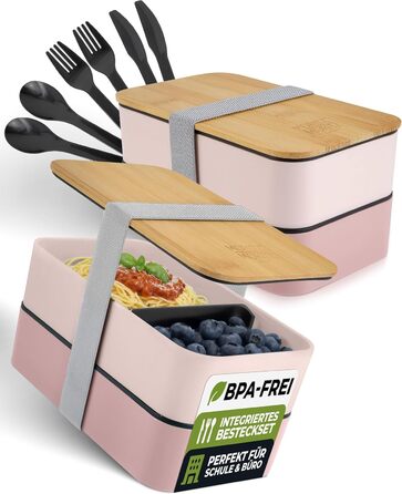 Набір Bento Box Moritz & Moritz (3 шт.) - Японський ланч-бокс для дорослих та дітей - 2 шт. рожевого кольору