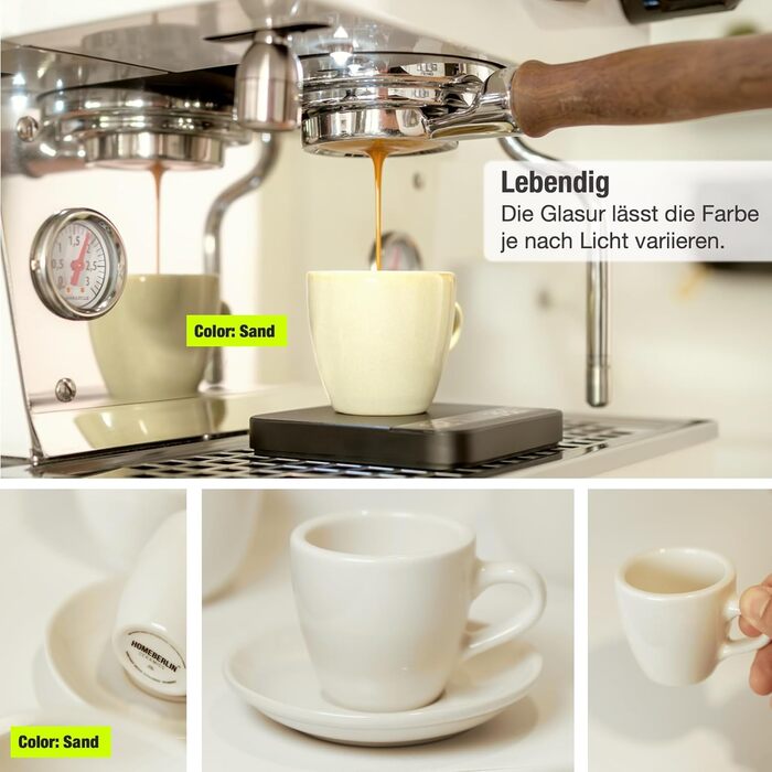 HOMEBERLIN® Barista Pro: Набір еспресо-чашок (4 шт.) 80 мл - Преміум якість, ручна робота, з підставками