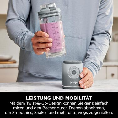 Портативний блендер Ninja Blast Max BC251EULD (сріблястий) – 570 мл, акумуляторний, для смузі та протеїнових коктейлів
