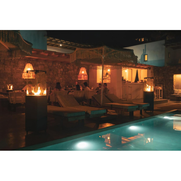 Газовий обігрівач Planika Faro – 8kW, чорний, для тераси та саду, з кришкою, 36 x 36 x 150 см (Газовий балон не входить у комплект)