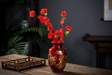 Ваза декоративна східна кераміка, з дизайном півоній, 22.9 см Luckyvase
