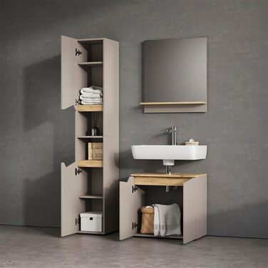 Шафка під раковину Livinity Bad Timavo, білий колір, 60 x 67 см з полицею, білий (Greige)