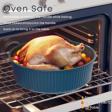 Набір каструль та сковорідок RIOVARM з індукційним дном та знімними ручками, з антипригарним покриттям (граніт), компактний, з силіконовими кришками, без PFOA