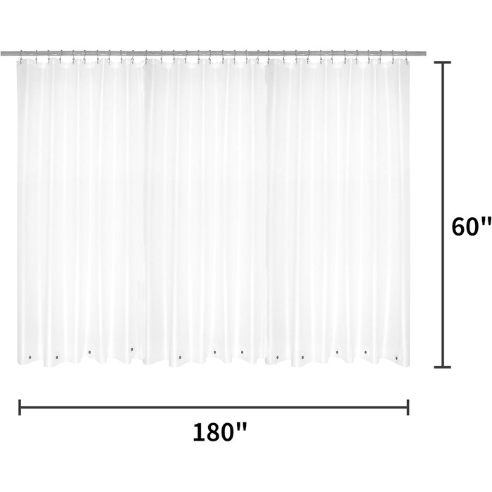 Душовий завіс Barossa Design: міцний, водонепроникний, з люверсами та магнітами, 182.9 x 182.9 см