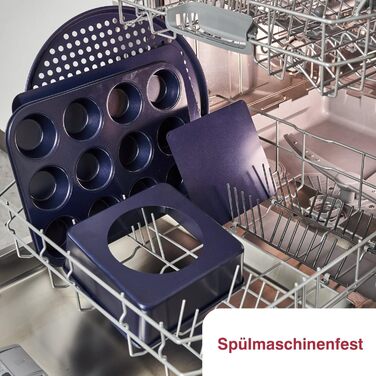 Форма для випічки Zyliss E980194 Springform, з антипригарним покриттям, з вуглецевої сталі, темно-синього кольору, з плоскою основою, 25 см